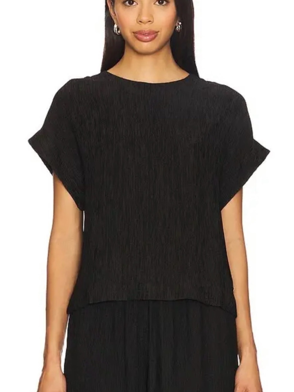 Annie Bing Jollie Black Crinkle Top